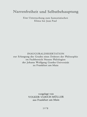 cover image of Narrenfreiheit und Selbstbehauptung